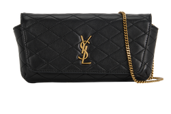 Saint Laurent Gaby Phone Case, Leather, Black, GUE742579 0223, S/B/DB, 3*